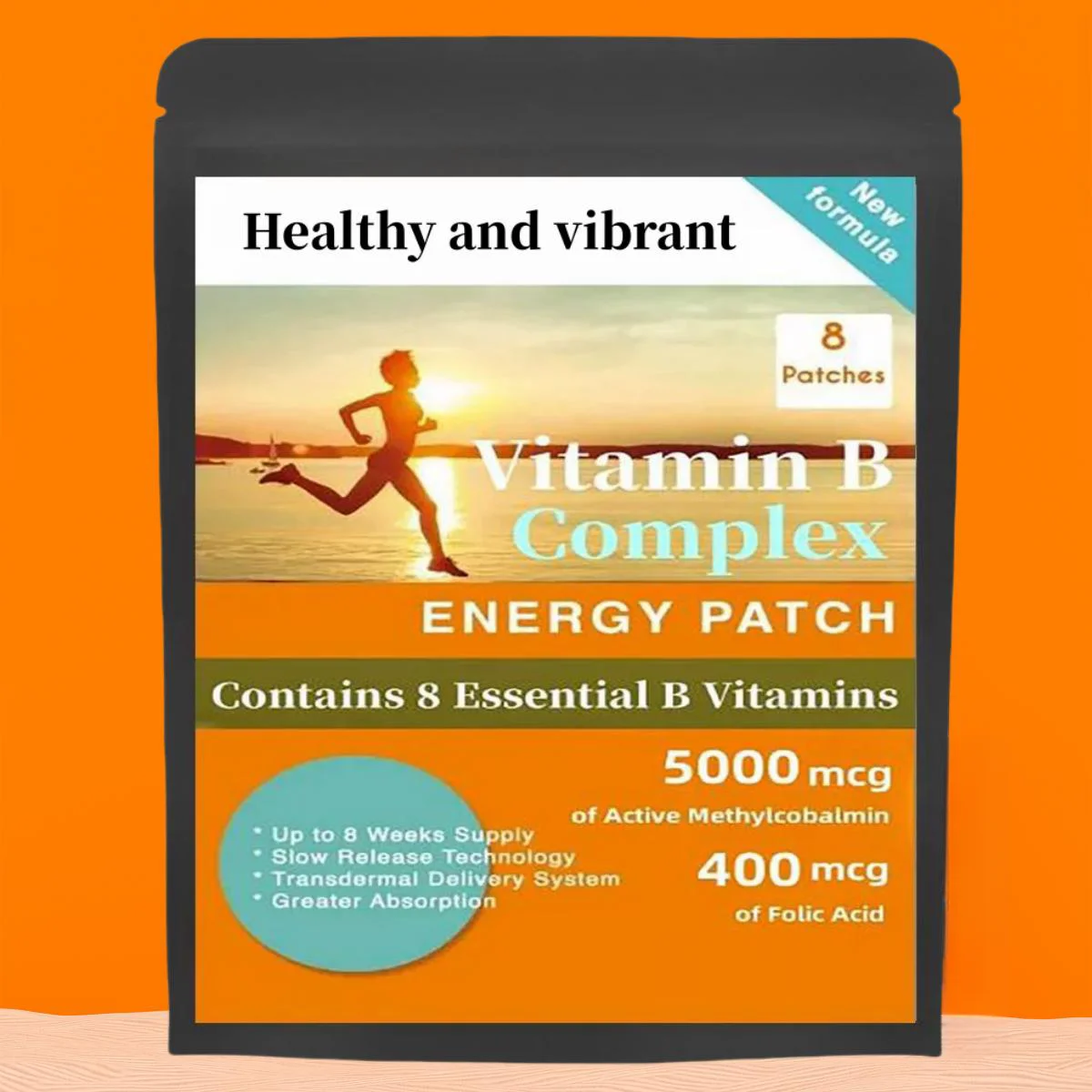 

Vitamin B Complex Patches 8 Week Supply, Contains All 8 B Vitamins In Vitamins B1, B2, B3, B5, B6, B12, Biotin & Folic Acid