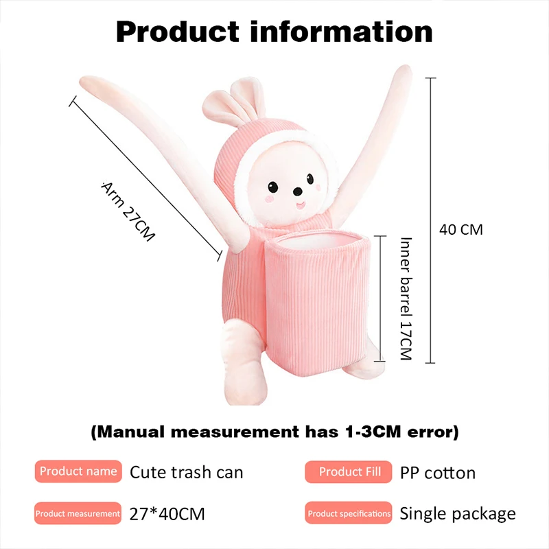 2 in 1 크리에이티브 토끼 짧은 플러시 티슈 박스 홀더, 자동차 팔걸이 상자, 자동차 쓰레기통, 새로운 귀여운 만화 자동차 티슈 상자