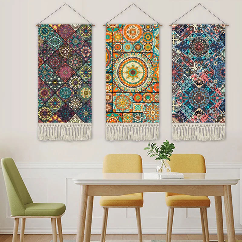 ديكور معلق على الحائط بوهيمي - نسيج من القماش العرقي لغرفة المعيشة وغرفة النوم وBnB وخلفية ديكور الغرفة الجمالية #3