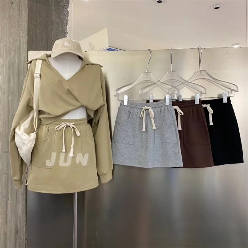 plus Size 300 Pounds Korean Style A-Line Short Skirt Women's Casual Sports Fat Sister Half-length Pants Skirt High Waist Poly...