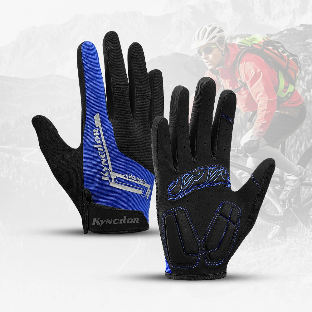 Outdoor Riding Non-Slip Bicycle Long Finger Gloves Sports Touch Screen Men And Women Sbr Shock-Absorbing Gloves