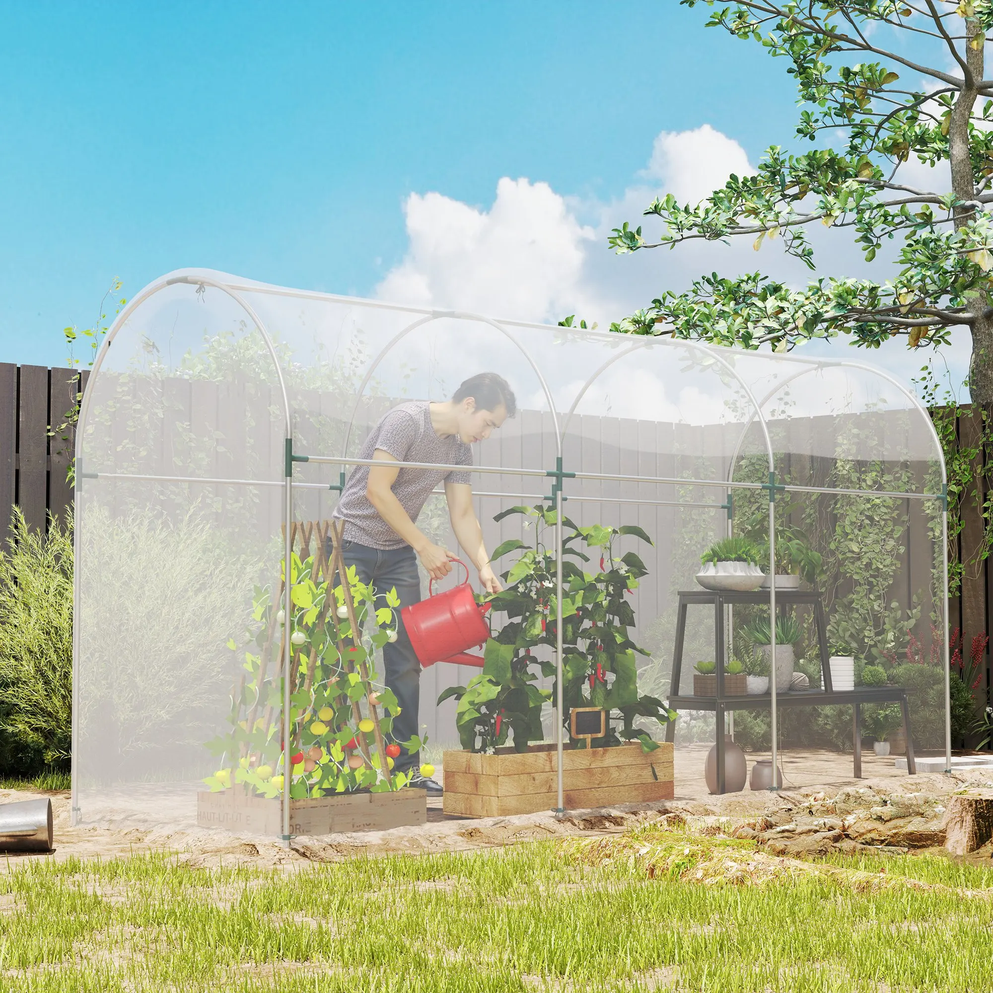 Bâche en plastique pour serre 8x10m, film de jardin imperméable avec protection UV, couverture en polypropylène extra épaisse et résistante aux déchirures pour tunnel de serre, bâche transparente en polyéthylène pour extérieur