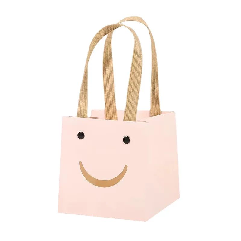 

10/30pcs Smiley Wedding Candy Gift Packaging Bags with Handles Shopping Flowers Clothes Protable Bag Christmas Party Supplies