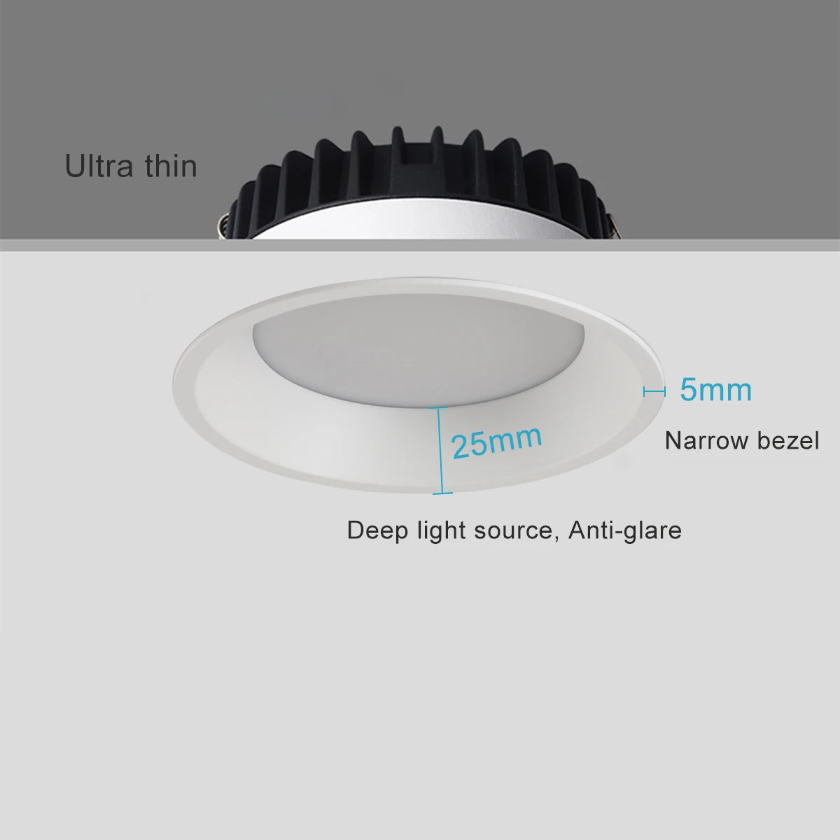 Recessed Anti-glare LED Ceiling Lamp Dimmable Aluminum Downlight  Bedroom Kitchen Living Room Narrow Border Spot Light
