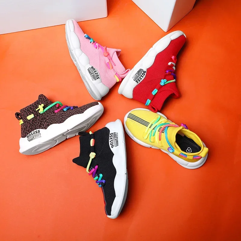 Children Casual Knitting Running Shoes Breathable Sports Running Shoes 2026 Kids Fashion Sneakers for Boys Girls Tennis Shoes