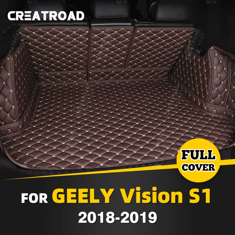 Auto Full Coverage Trunk Mat For GEELY Vision S1 2018 2019 Car Boot Cover Pad Cargo Liner Interior Protector Accessories