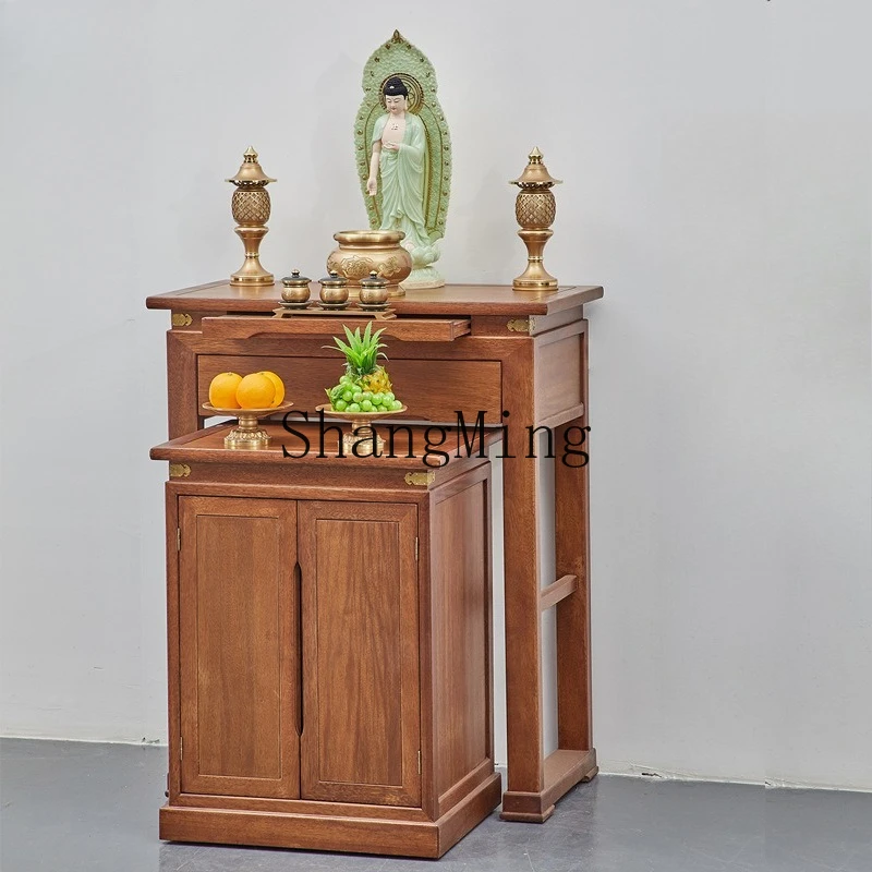 

ZYY solid wood Chinese style with cabinet desk, household simple and small Buddhist table, living room table, divine table
