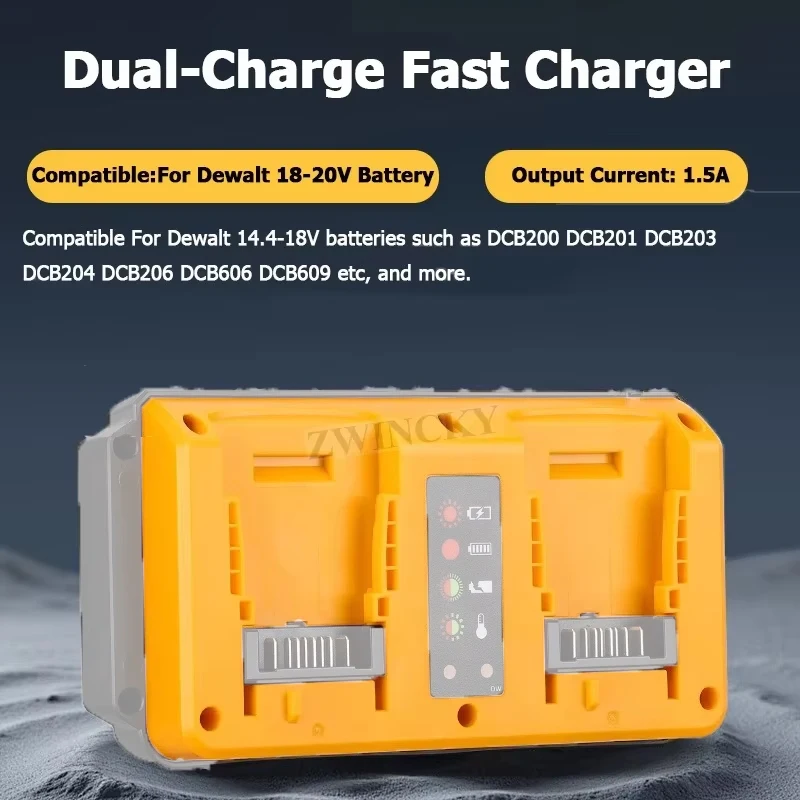 

NEW 1.5A Lithium Battery Charger For Dewal 14.4V 18V 20V 2 Port Fast Rapid Charging Station for Dewal Battery Charger Station