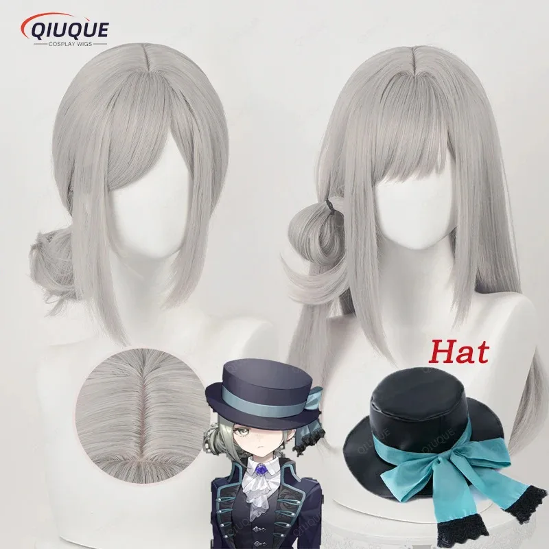 

Game Reverse:1999 Vertin Cosplay Wig 55cm Long Grey Heat Resistant Hair Synthetic Hair Anime Cosplay Wigs + Wig Cap
