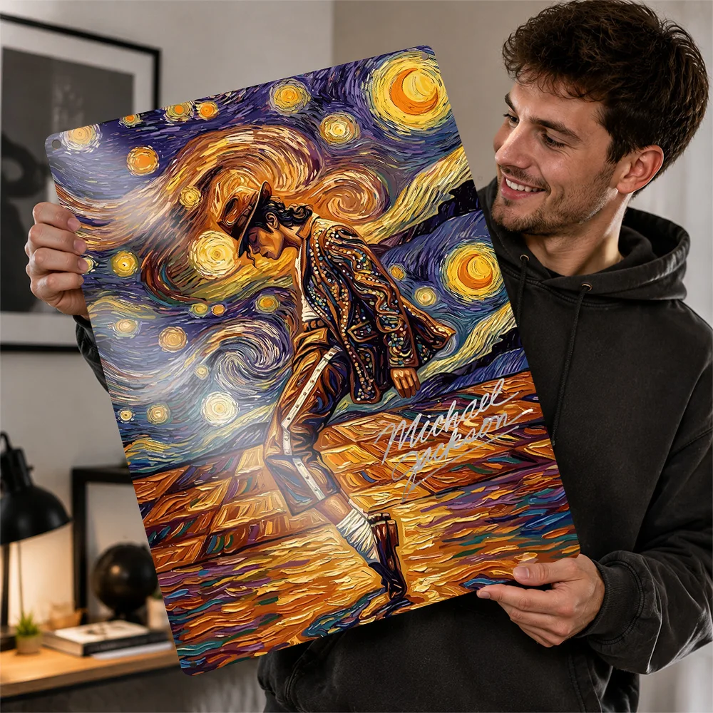 Michael Jackson Starry Night Portrait Aluminum Poster Personalized Metal Sign Striking Stage Persona Wall Art For Music Lovers