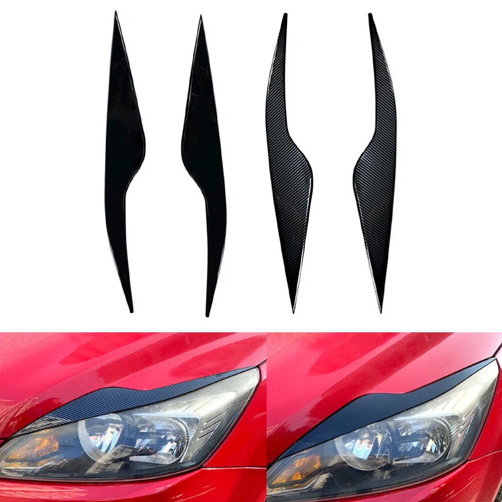 Car Car Headlight Eyebrow Eyelid Cover Trim ABS Carbon Fiber Black For Ford Focus MK2 C307 2008 2009 2010