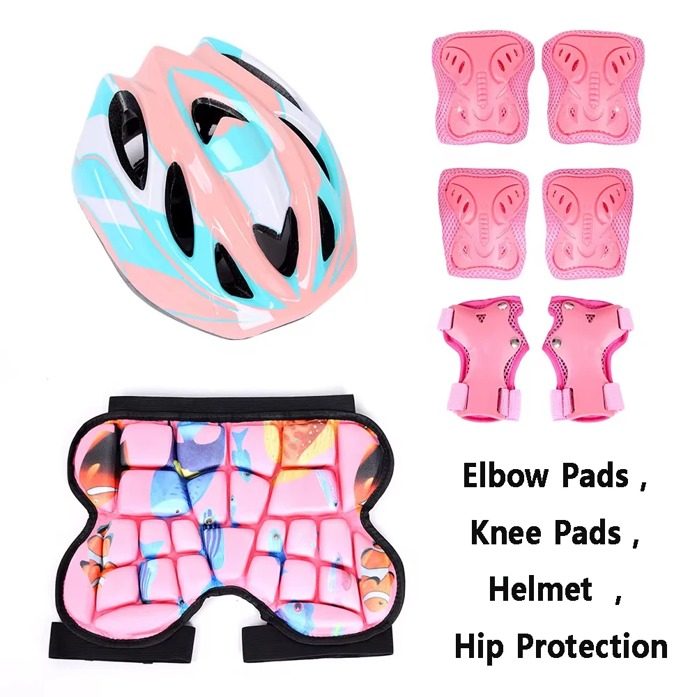 

Helmet,Palm Guard,Kneelet,Elbow Pads For Boy Girls Cycling Scooter Skateboard Balance Bike Ski Roller Sports Protective Gear Set