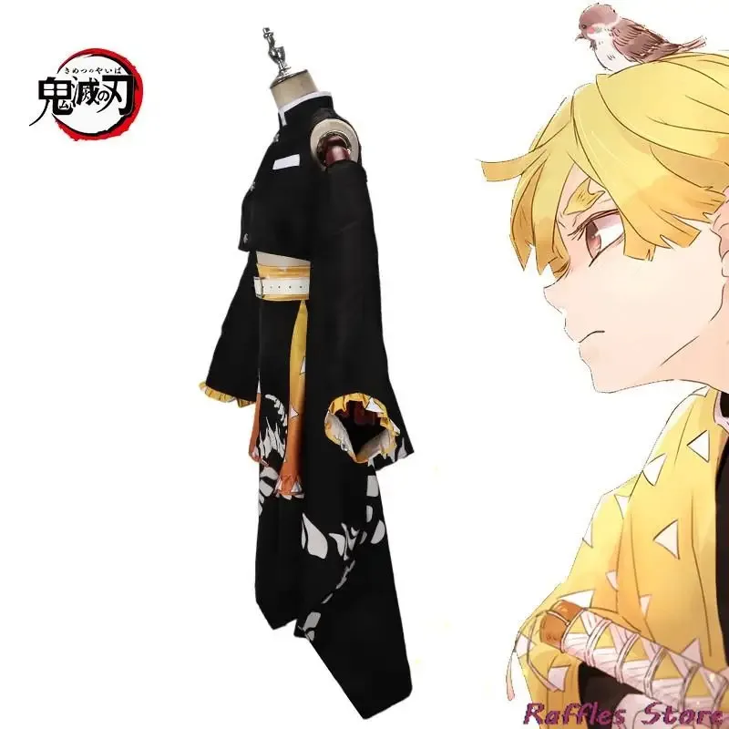 

CyAgatsuma Zenitsu Cosplay Costume Anime Zenko Cosplay Black Yellow Party Dress Long Wig Socks Headwear Suit