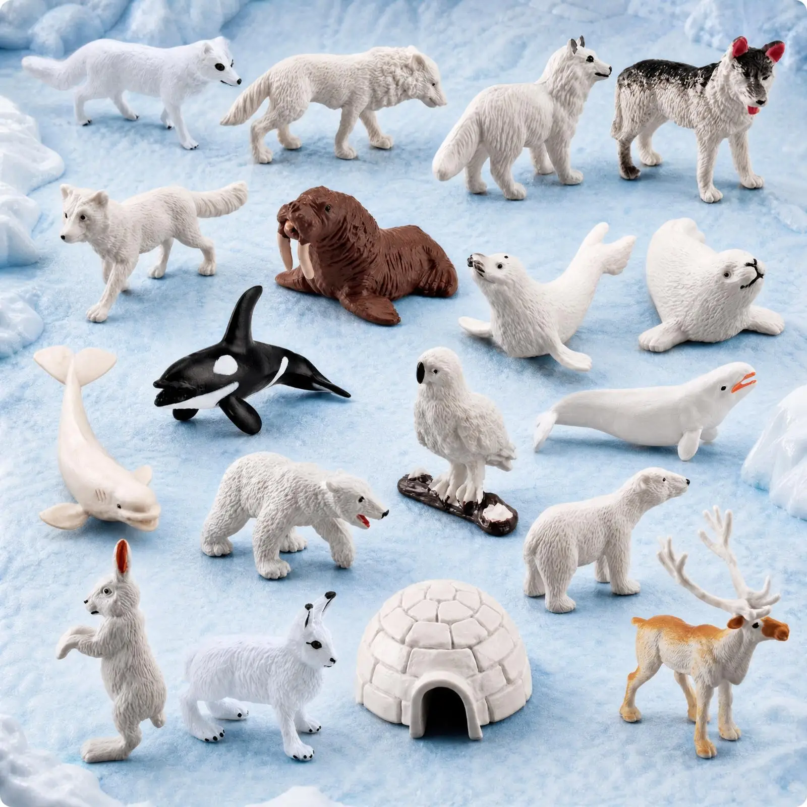 Miniature Polar Creature Set 18pcs PVC Arctic Wild Animals Figures for Creative Layout and Display Purposes