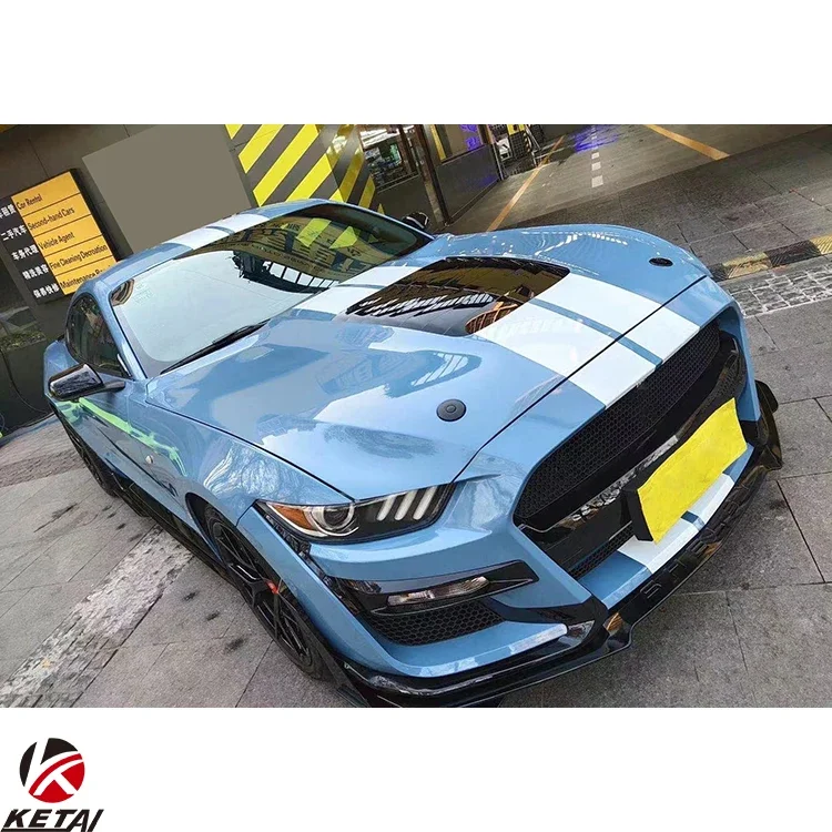 GT500 Style Shelby Auto-Stoßstangen-Bodykit, Frontstoßstangen-Lippengitter für Mustang 2015–2017