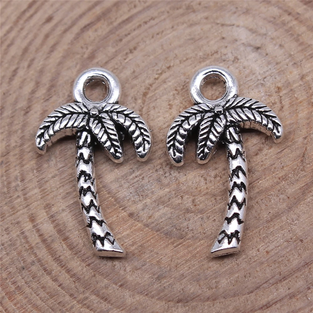 WYSIWYG 20pcs 17x10mm Antique Silver Color Coconut Tree Charms Pendant For Jewelry Making DIY Jewelry Findings