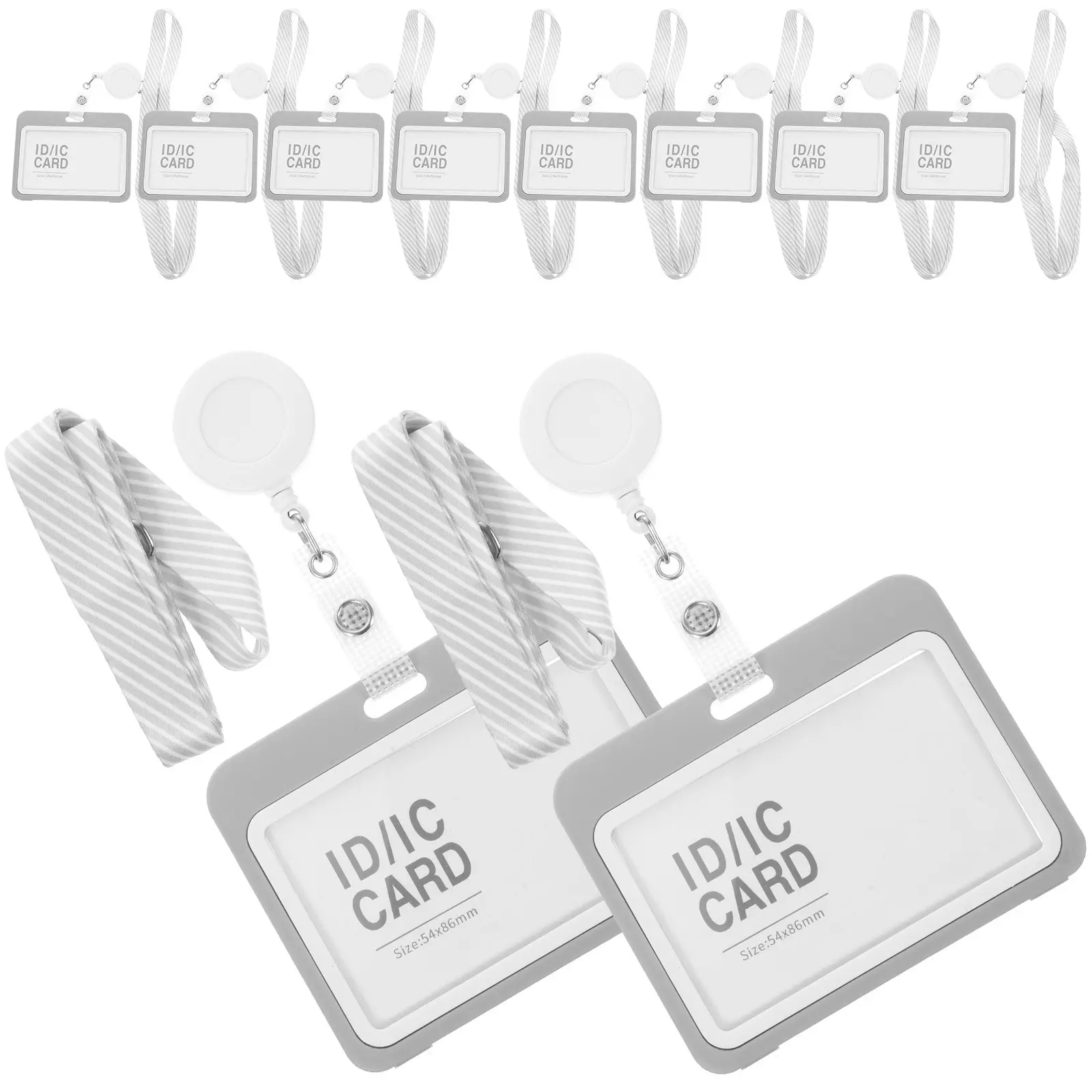 10Sets Clear Plastic Id Card Sleeve Badge Holder for Lanyard Lightweight Compact Protective Cards Cover for Nurses Office Staff