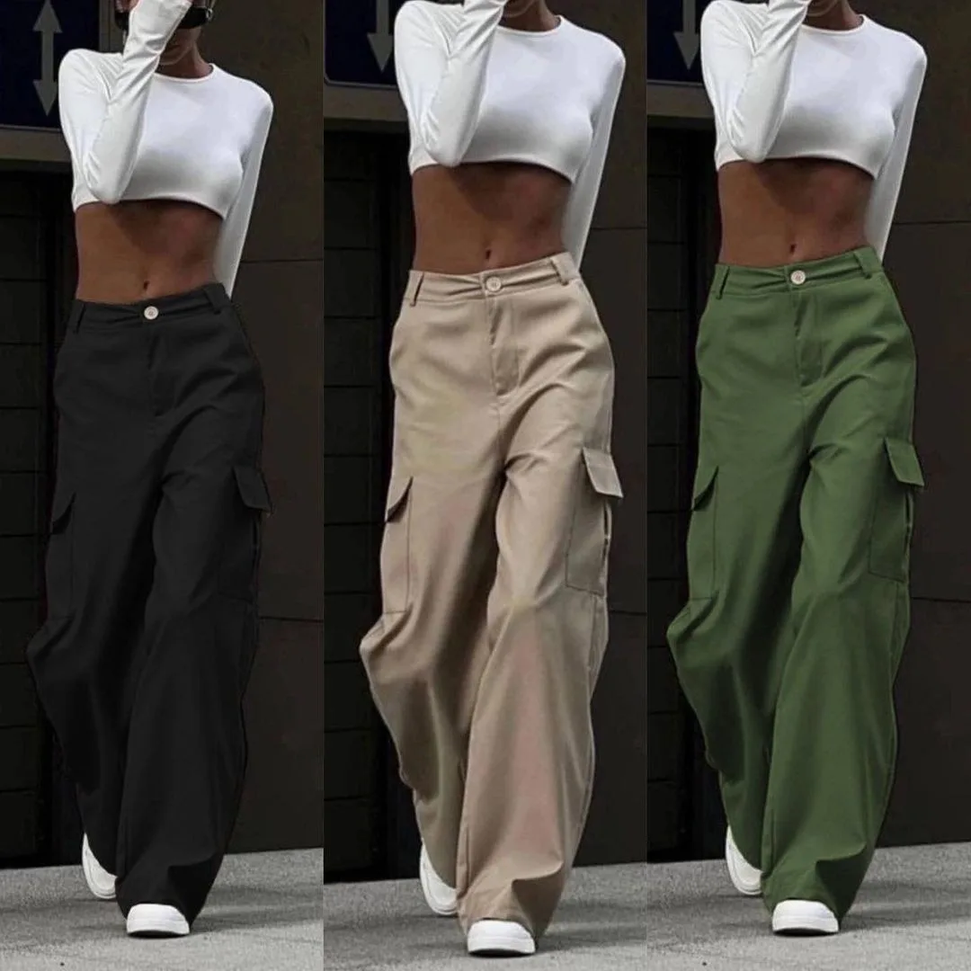 

2025 Autumn Winter New Arrived European and American Lady Office High Waist Cargo Pants Casual Versatile Trousers