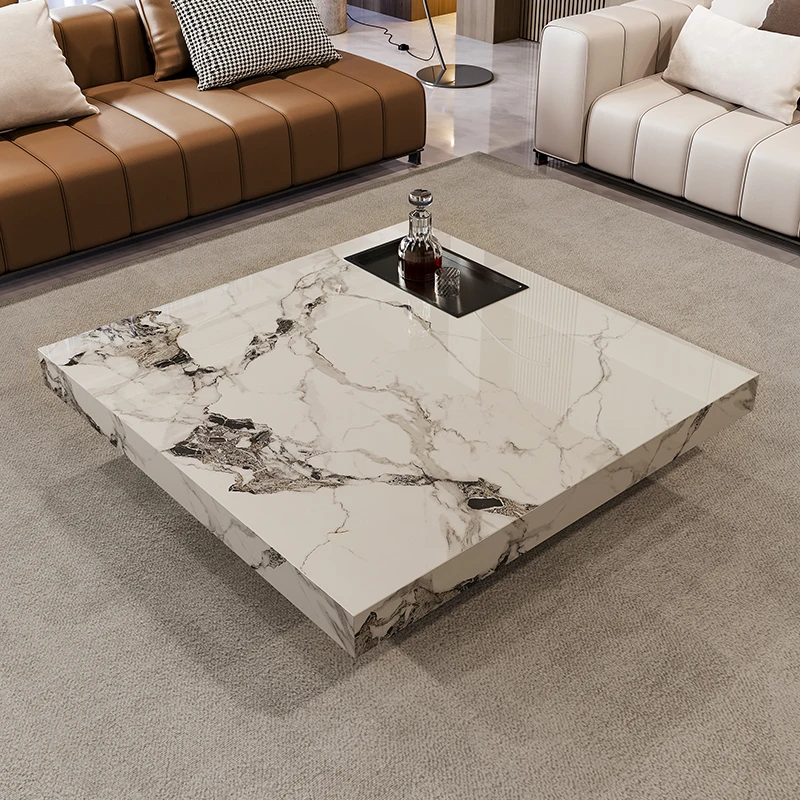 

Square rock slab coffee table living room home, Amazon green, Bulgari