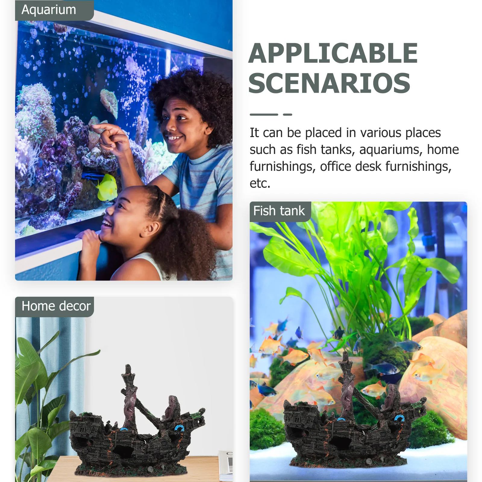 

Underwater Shipwreck Craft Resin Model Large Decorations Fish Tank Bowl Pirate Ship Aquarium Decor Realistic Lifelike Pet