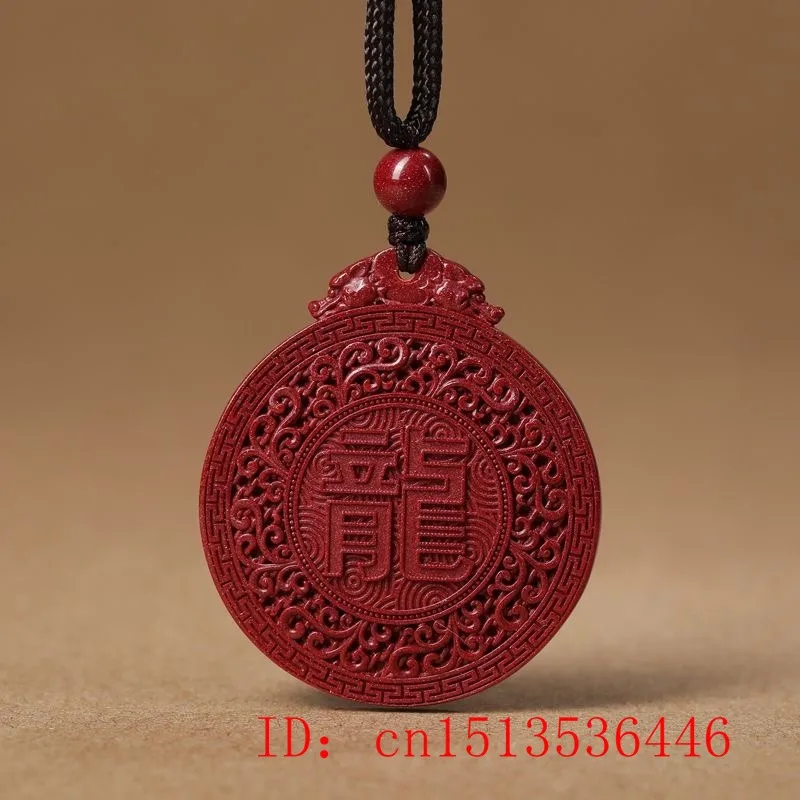 Fashion Cinnabar Jade Double Sided Carving Dragon Pendant Necklace Jewellery Chinese Healing Women Man Luck Gift Sweater Chain