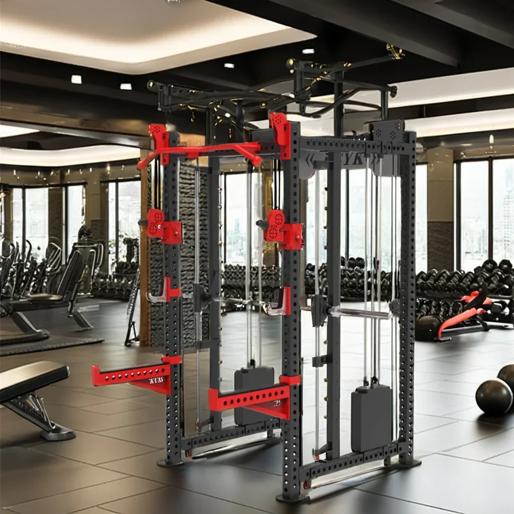 Commercial All-In-One Gym Fitness Power Rack Multi-Functional Steel Smith Squat Rack Exercise Machine For Chest Shoulder Workout