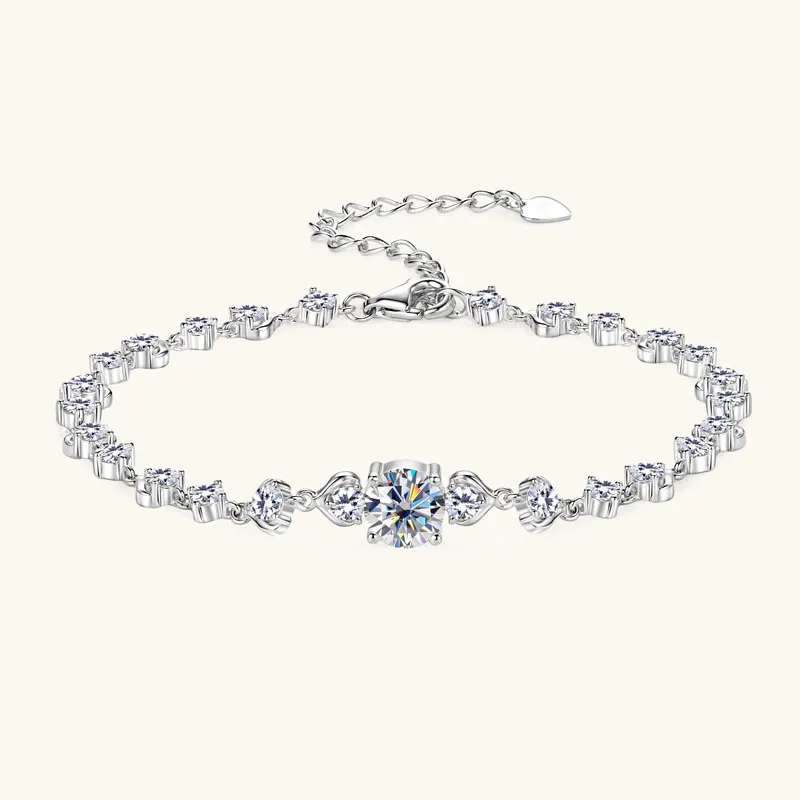 IOGOU 6.5mm&2.8mm D Moissanite Diamond Bracelet for Women 925 Silver Adjustable Chain Luxury Pod Design Bracelets 2025 New Trend