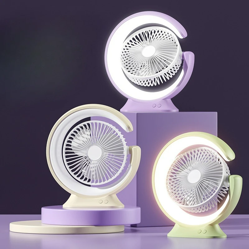 

Ventilateur Portable 2026 New USB Rechargeable Fan Desktop Outdoor Fan with Night Light