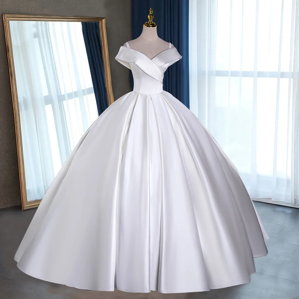 Robe de mariée en satin vintage, nouvelle robe éducative de haute qualité, 2024 de réduction sur les patients initiés, élégante, boule, quoi que ce soit