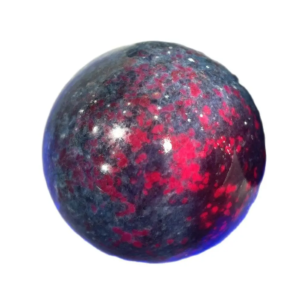 Natural Gemstones Mineral Sphere Red Fluorescence Blue Green Epidote Quartz Ball Zoisite Meditation Collection Stones Strange