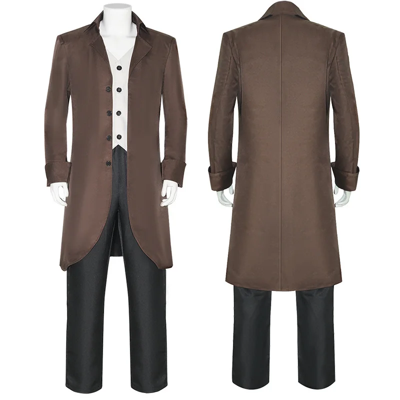 Medieval Retro Men Coat Medium Style Steam Punk Palace Set Men's Jacquard Jackets Men Detective Suits Fashion Halloween Party