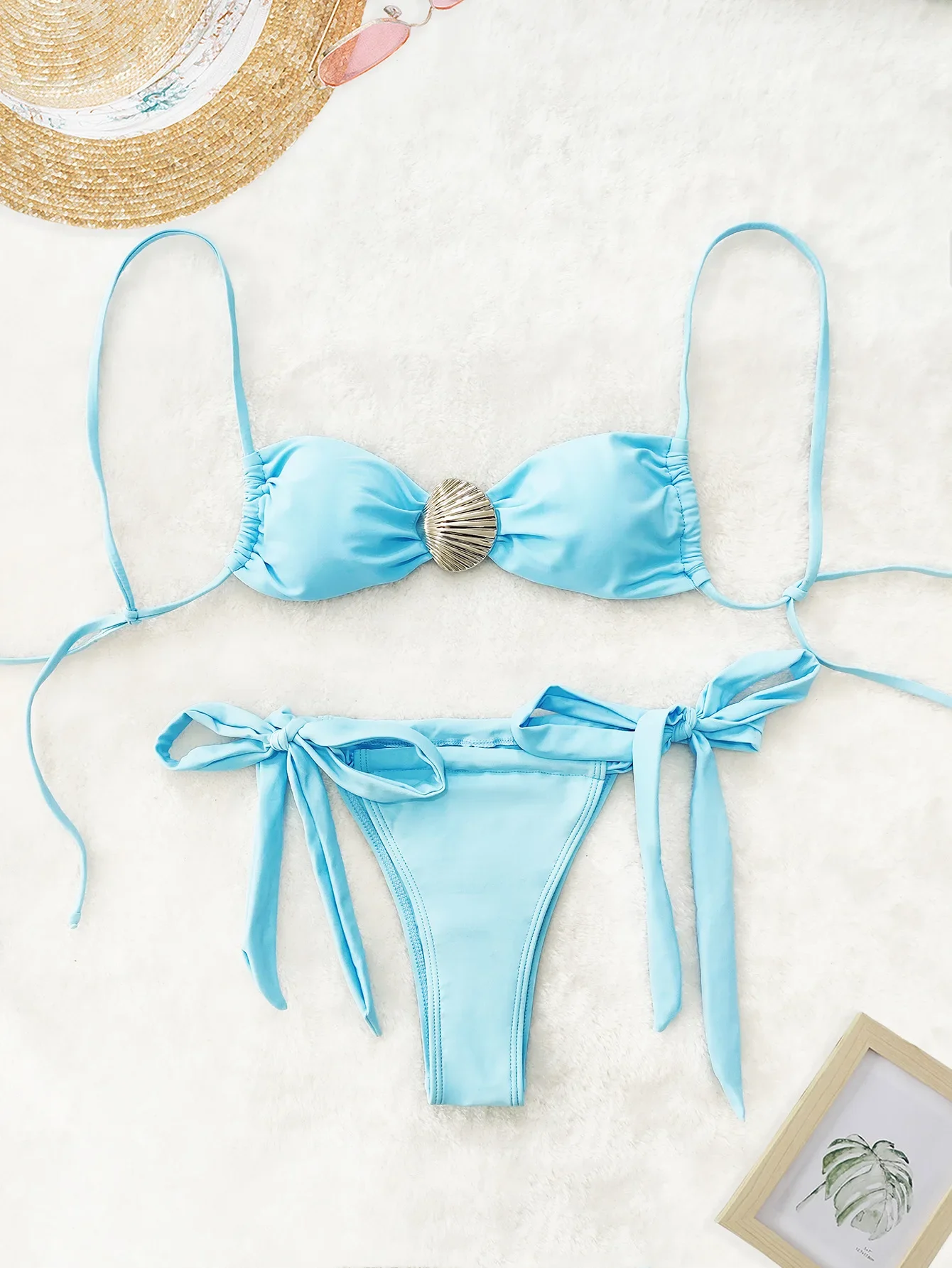 2026 New Push Up Bikinis Women Swimsuits Swimwear Sexy Shell Brazilian Bikini Set Thong Biquini Bathing Suit Solid Beachwear