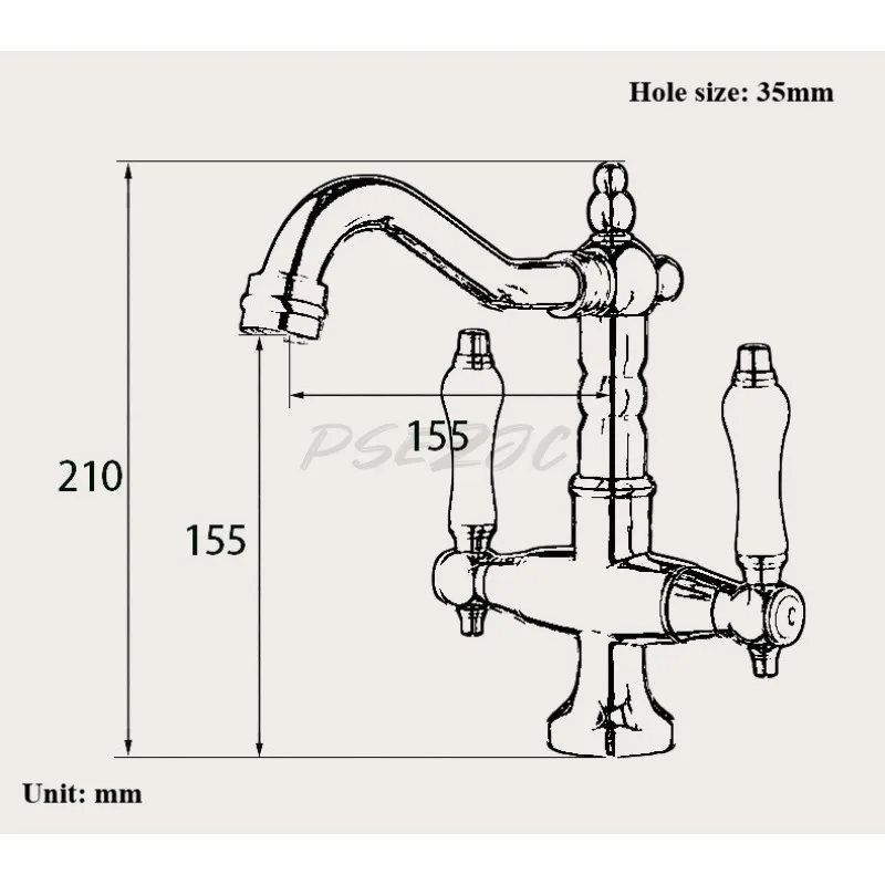French Retro Faucet European Gold Double Handle Faucet Washbasin Ceramic Single Hole Faucet