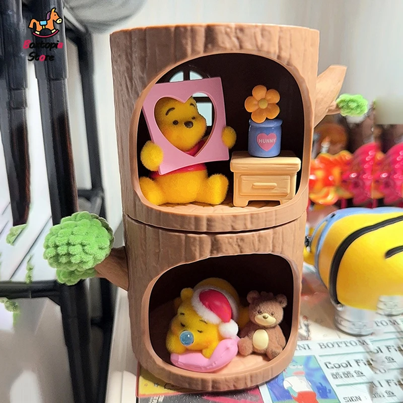New Genuine Winnie The Pooh Wood Tree House Series Blind Box Desktop Ornaments Figure Doll Pupu Mystery Box Toys Kawaii Gift view 4