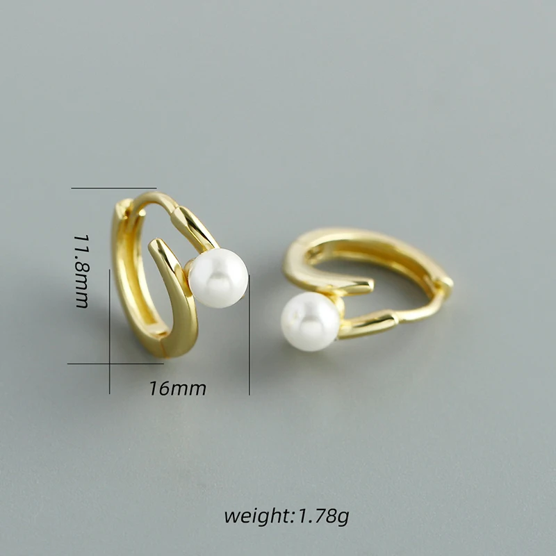 KAMIRA 925 Sterling Silver Pearl Double Hoop Hug Earrings for Women Gentle Fashion Party Wedding Girl Gift Jewelry Accessories