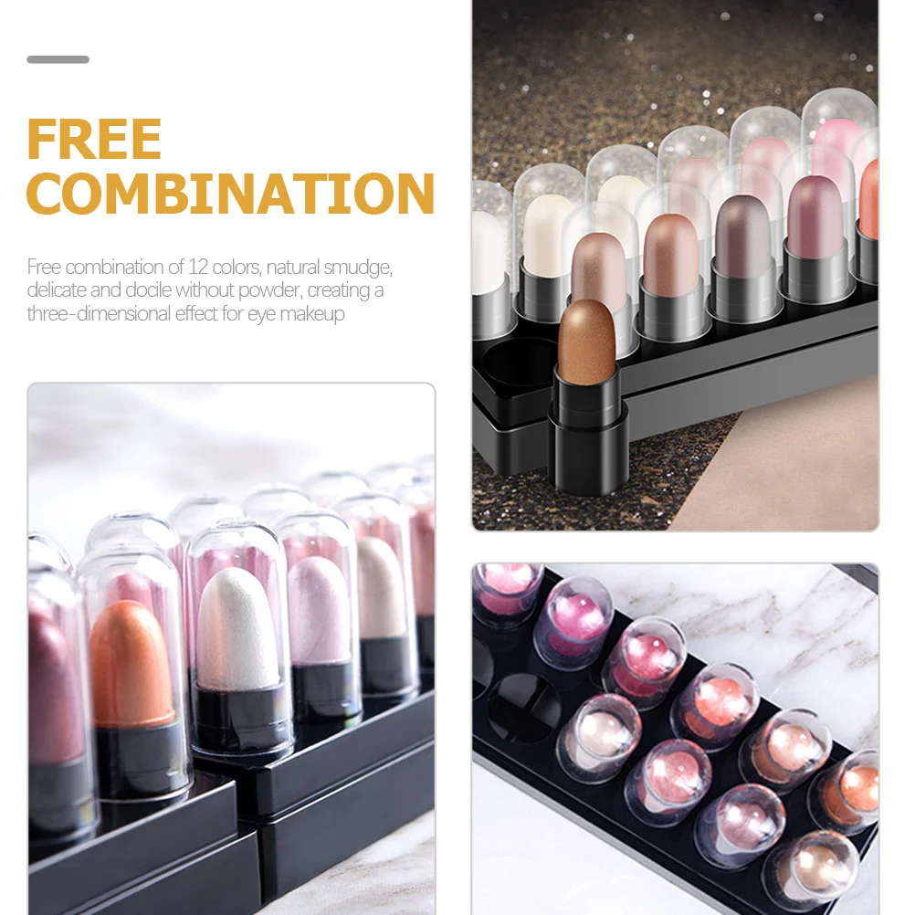 12 stuks waterdichte oogschaduwstick set crème oogmake-up potlood veegvast zweetbestendig liggende zijderups pen make-up