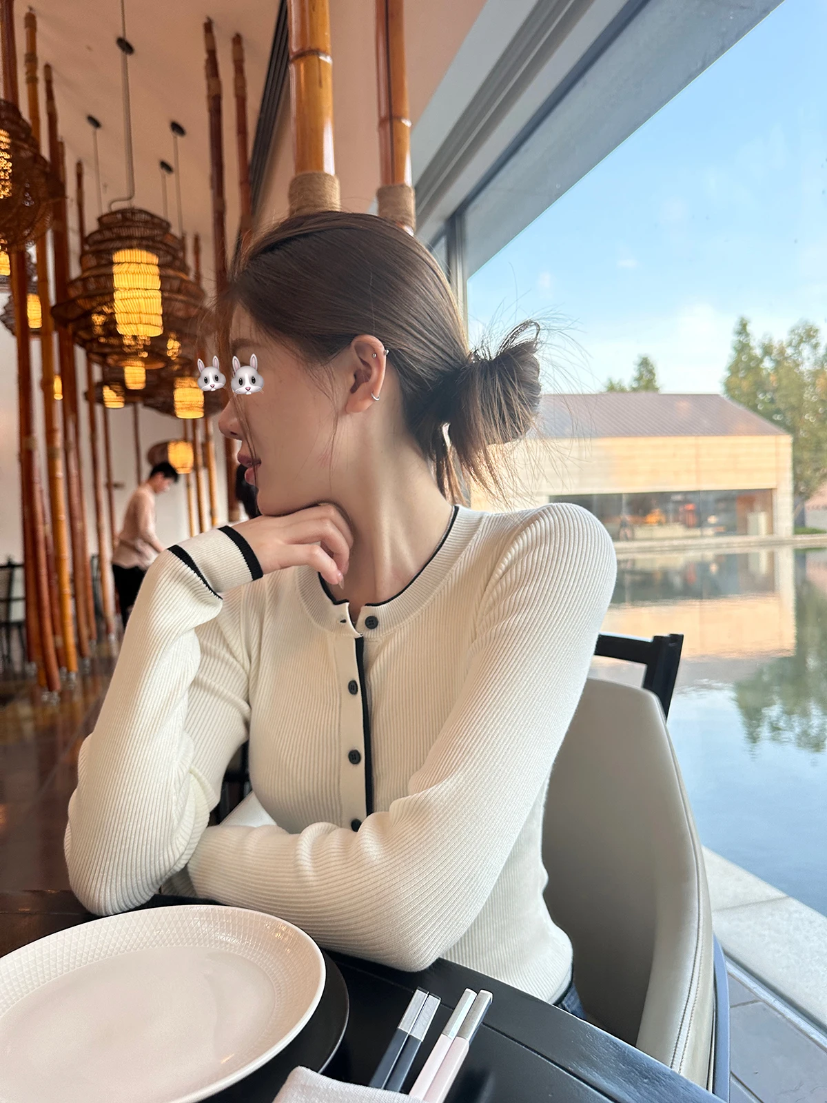 

Dibao Xi High nce вязаный свитер цветной блузкий топ для похудения корейский Sle Commute Faion женский длинный све круглый Ne