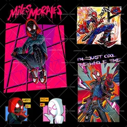 Spiderman Across the Spider-Verse Iron on Patches Heat Transfer for Clothing Thermal Disney Marvel Movies Spider Punk Stickers