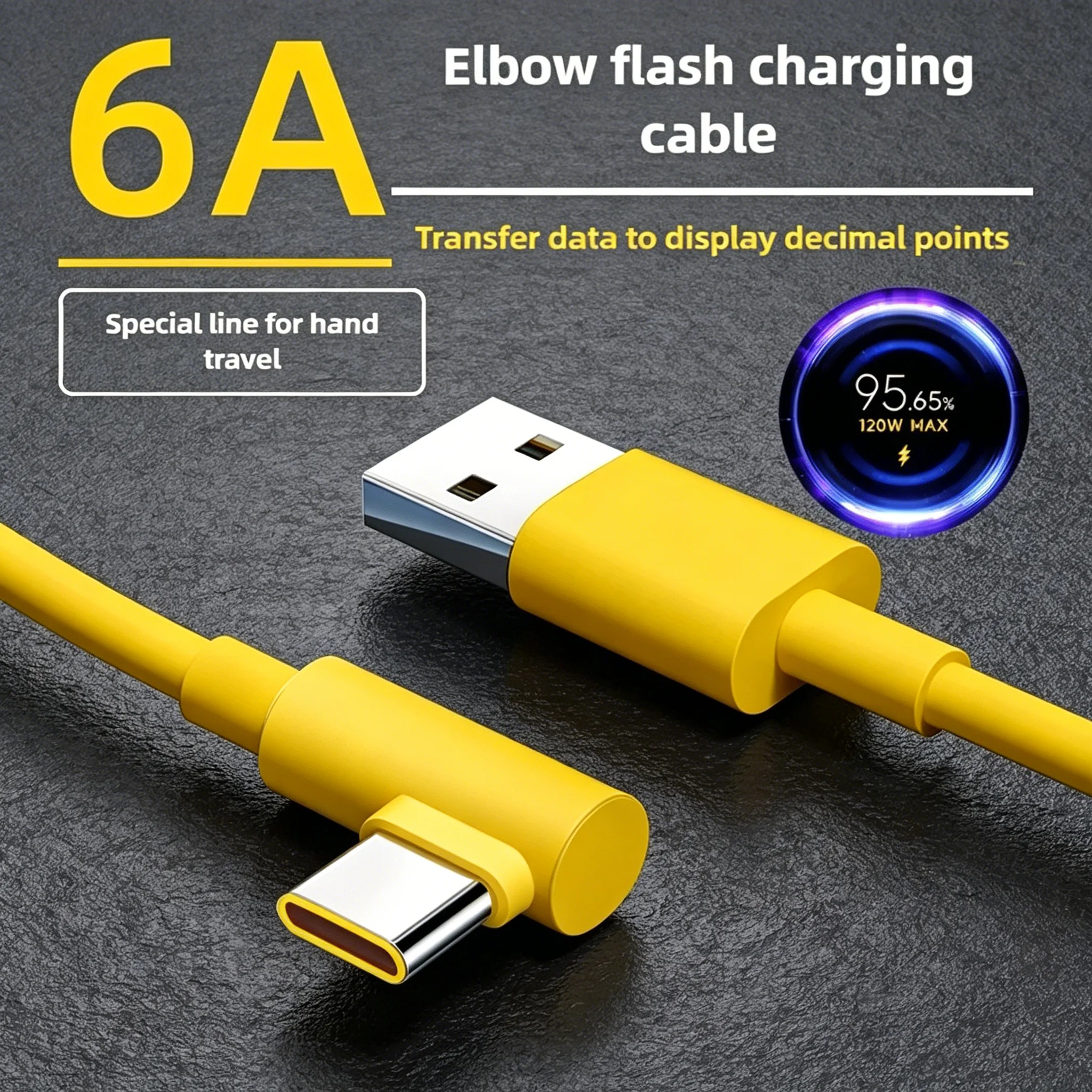 120W 6A 90 Degree Elbow Type C Super Fast Charging Cable, Quick Charge Data Sync Charging Cord For Xiaomi 15 14 Ultra Poco Redmi