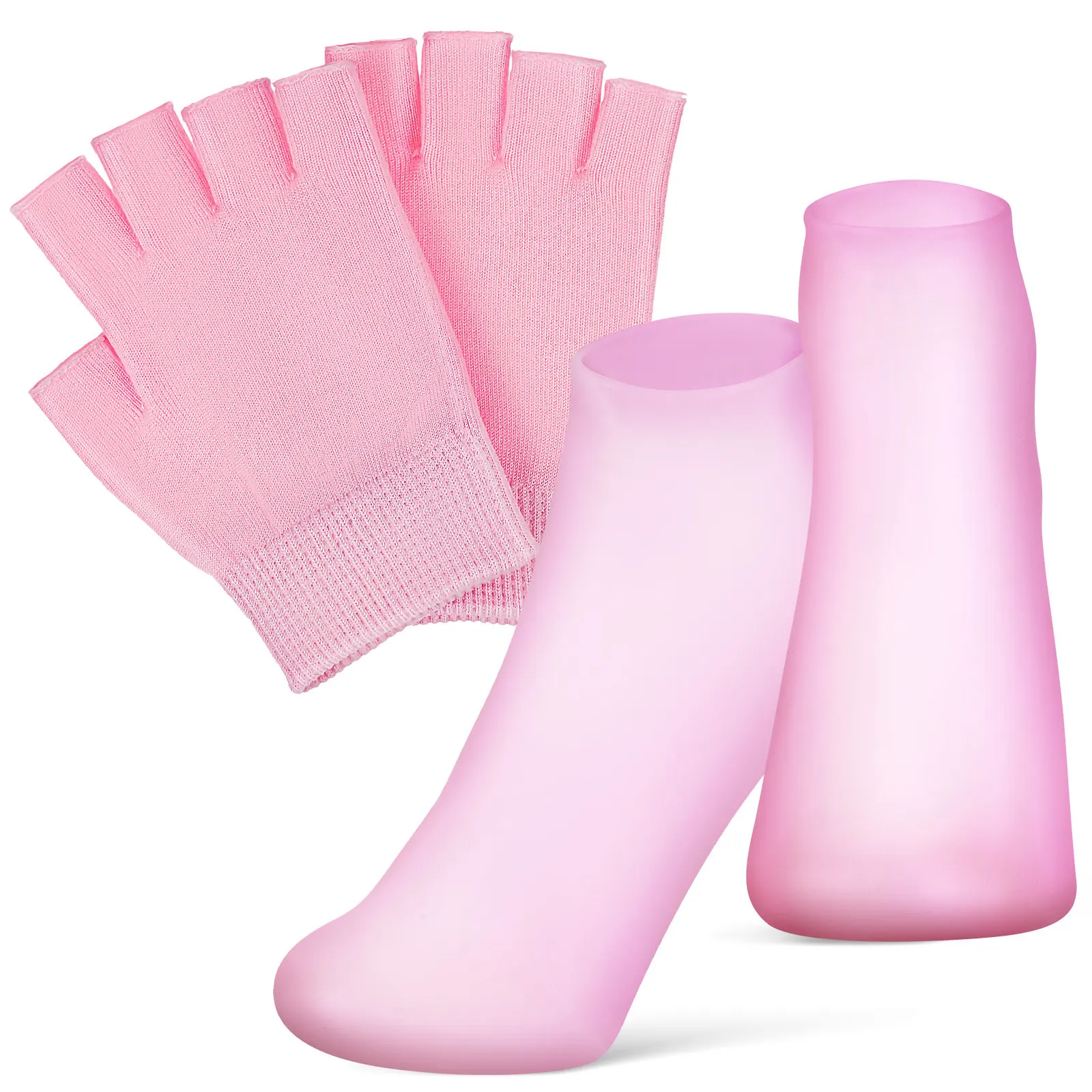

1Set Moisturizing Gel Gloves and Socks Deep Hydration for Dry Hands Feet Comfortable Elastic Fit Fingerless Spa Gloves Overnight