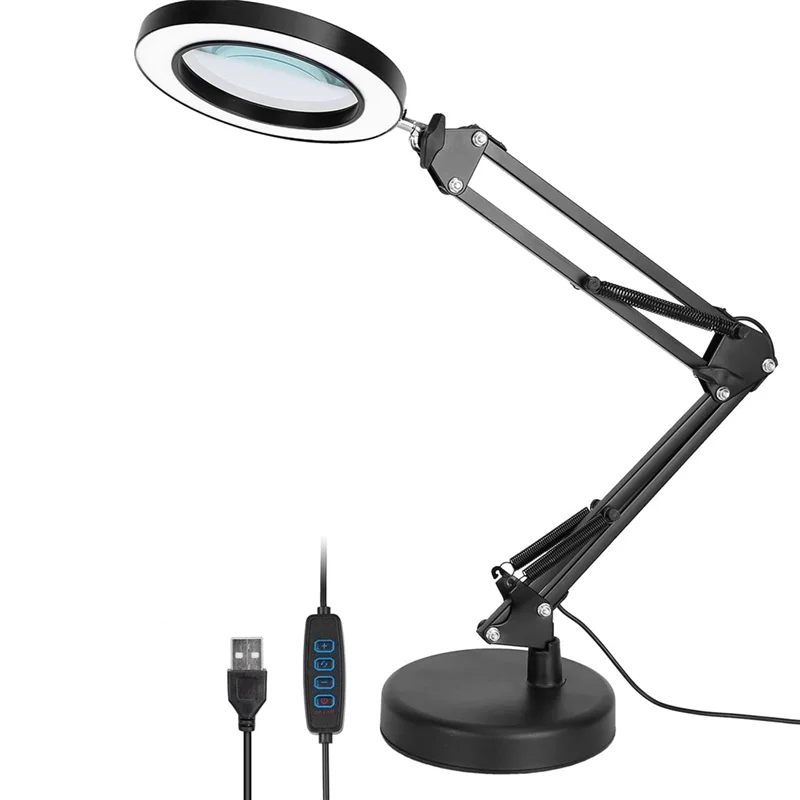 

Magnifying Glass with Light and Stand, 10X Magnifying Lamp, 2-In-1 Desk Lamp with Clamp, 3 Color Modes