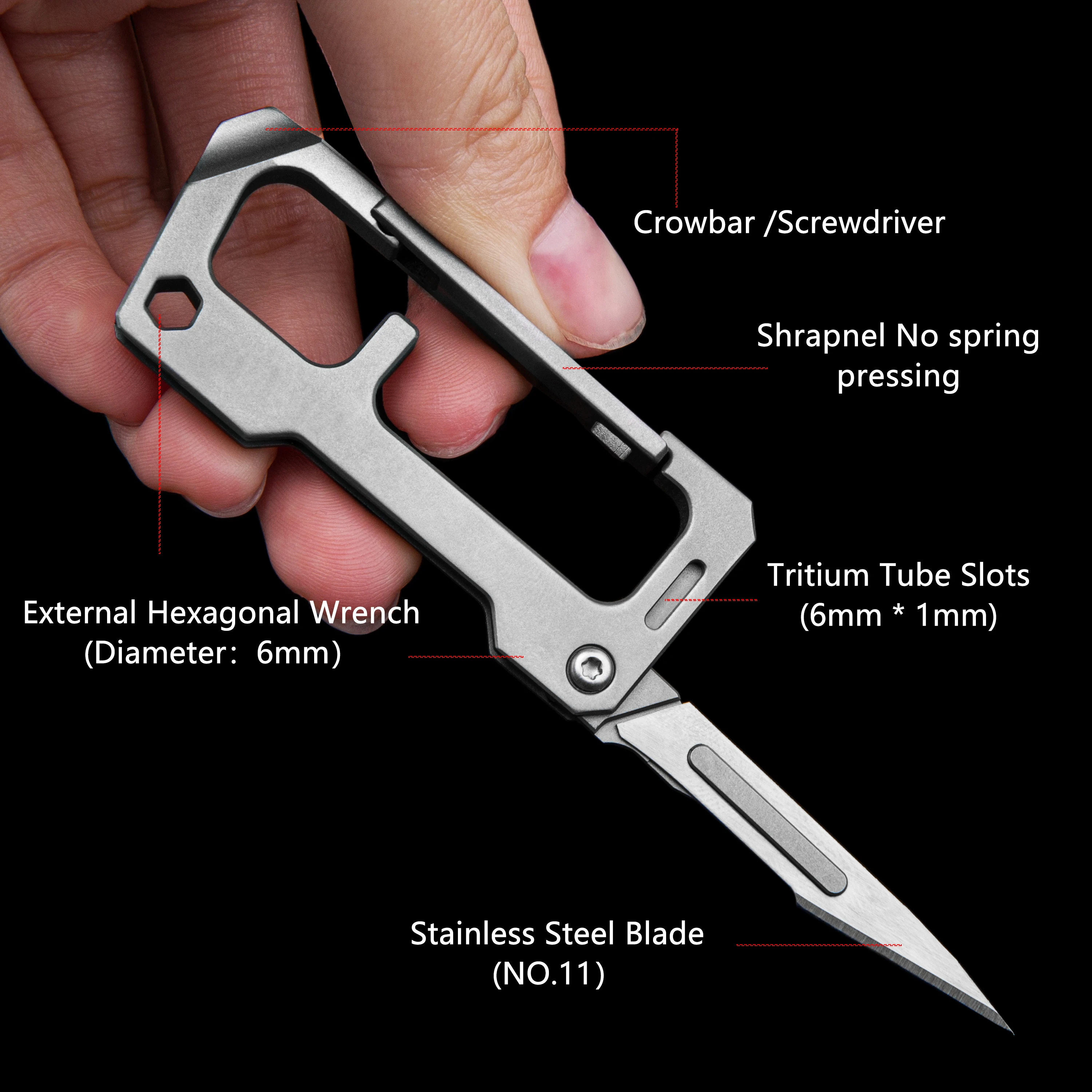 Multifunctional EDC Tool Titanium Alloy Key Chain Knife Stainless Steel Surgical Blade New Best Folding Knives