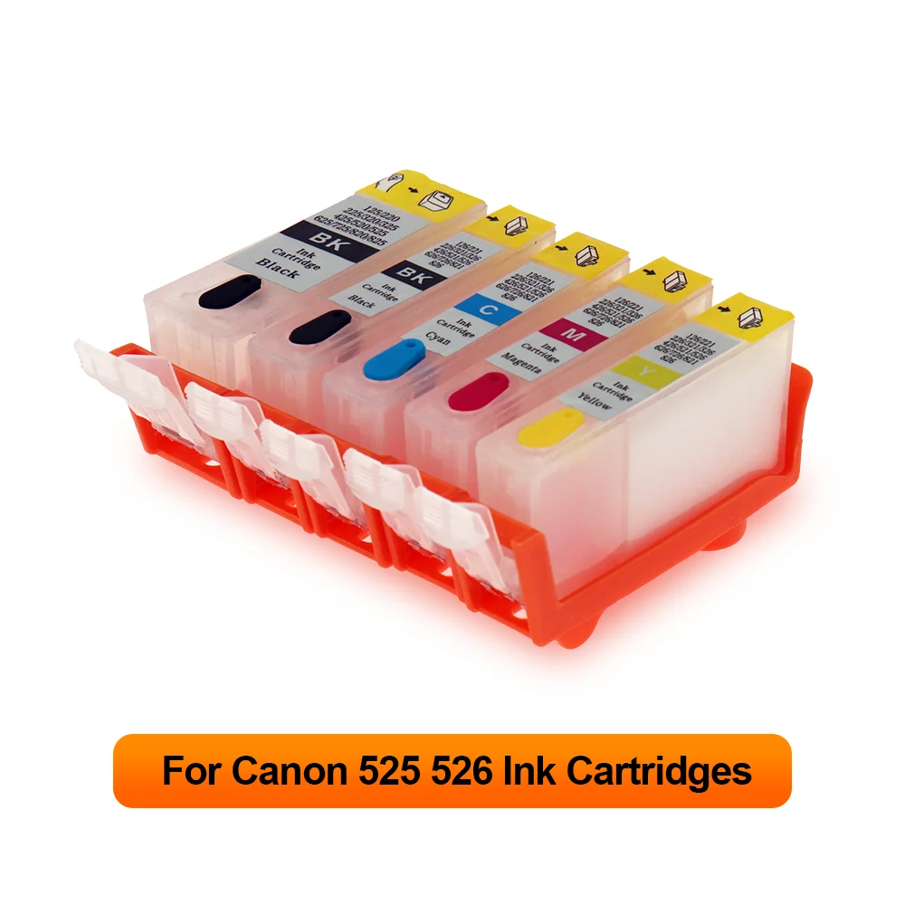 5 colors PGI 525 CLI 526 Refillable Ink Cartridge for Canon PIXMA IP4850 IP4950 IX6550 MG5150 MG5250 MG5350 MX715 MX885 MX895