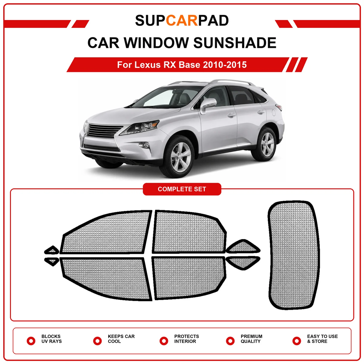 For Lexus RX Base 2010-2015 Pre‑Cut Auto Window Sunshade Anti‑UV Car Sun Visor Protector
