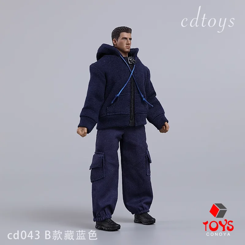 재고 cdtoys cd043 캐주얼 지퍼 후드 재킷, 대형 포켓 작업 바지, 옷 모델에 맞는 6 인치 액션 피규어 인형, 1/12 체중계