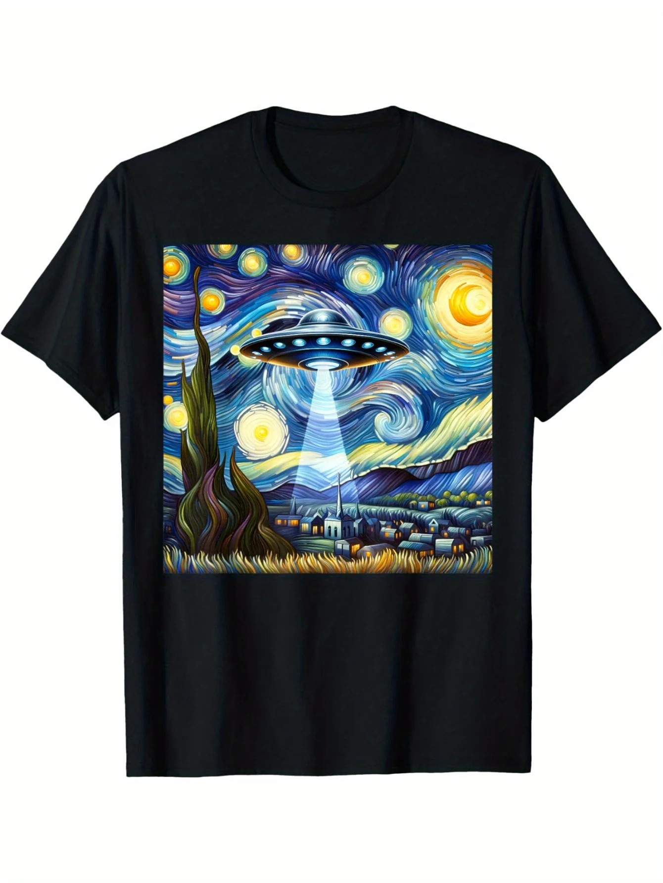 Футболка UFO Starry Night Alien Sky Painting Art UFO Alien 180 г