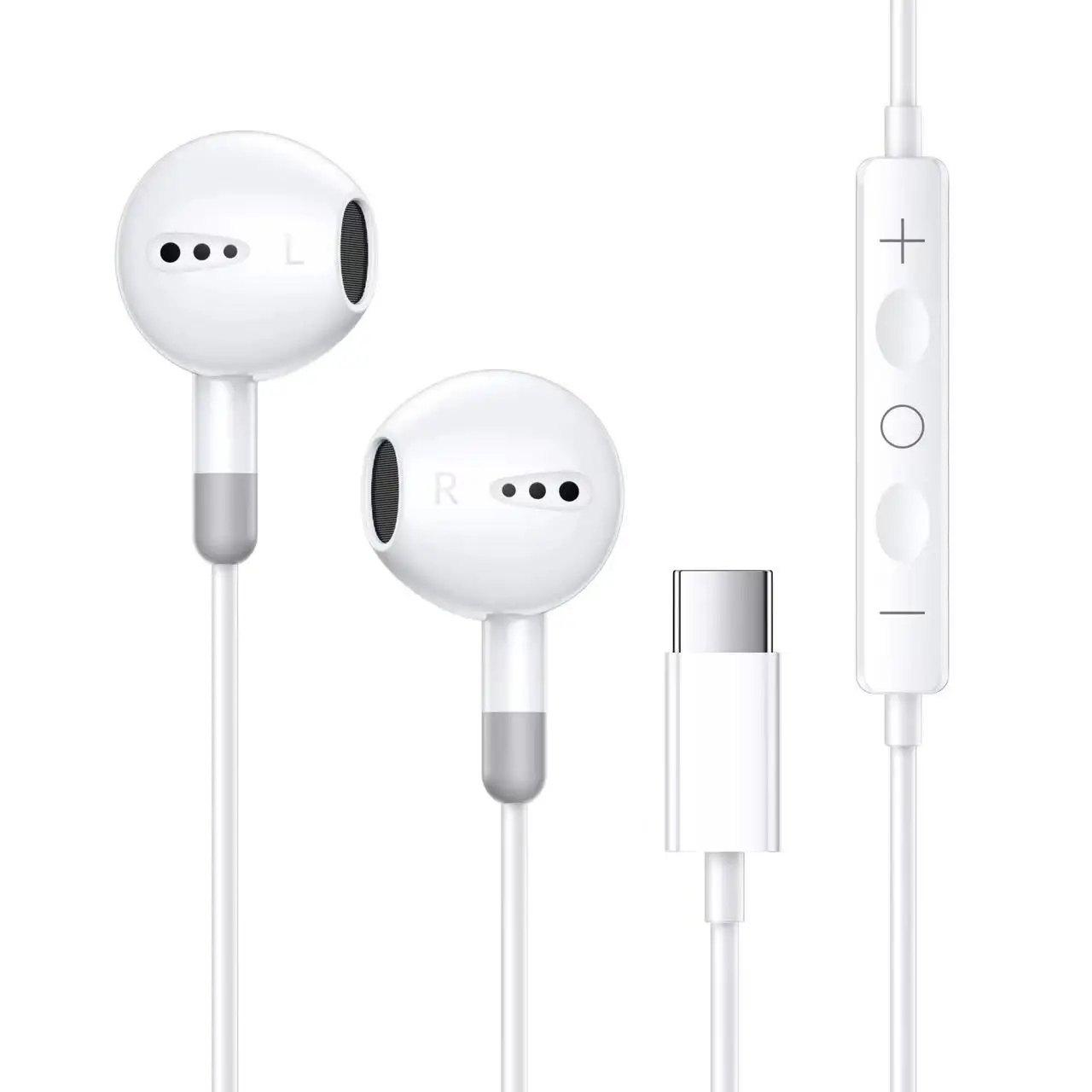 USB Typ C 3,5 mm kabelgebundene Kopfhörer mit Mikrofon, Lautstärkeregler, kabelgebundener Kopfhörer, Bass-In-Ear-Kopfhörer, Sport-Headset