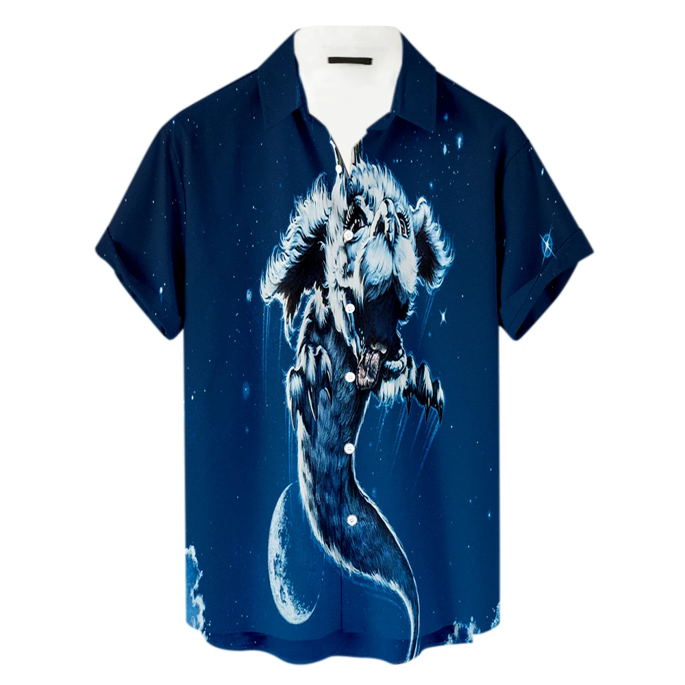 New Fashion Summer Hawaiian The NeverEnding Story 3D Printed Mens Short Sleeve Beach Shirts T28