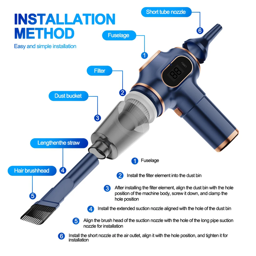 135000PA Strong Suction Portable Handheld Vacuum Clean Rechargeable Cordless Jet Dry Blower portable Car Vacuum Cleaner