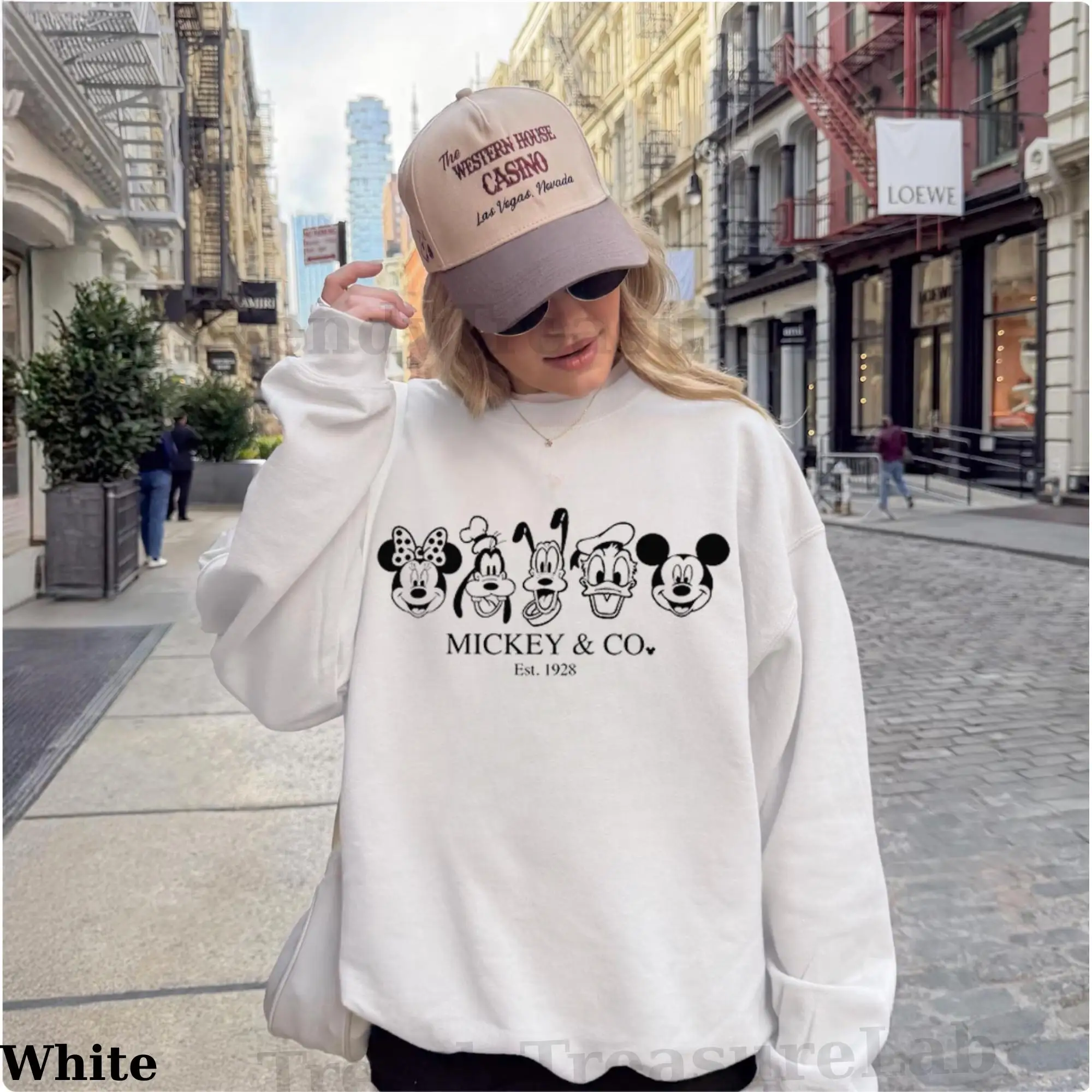 

Толстовка с принтом в стиле Дисней с изображением Микки Мауса, свободная и теплая, модная толстовка в стиле парной моды, подходящая для модных девушек.